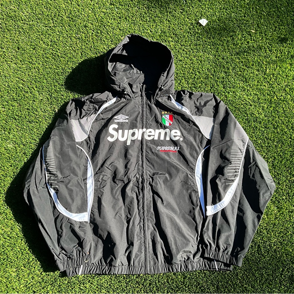 Supreme Black/White Hooded Windbreaker